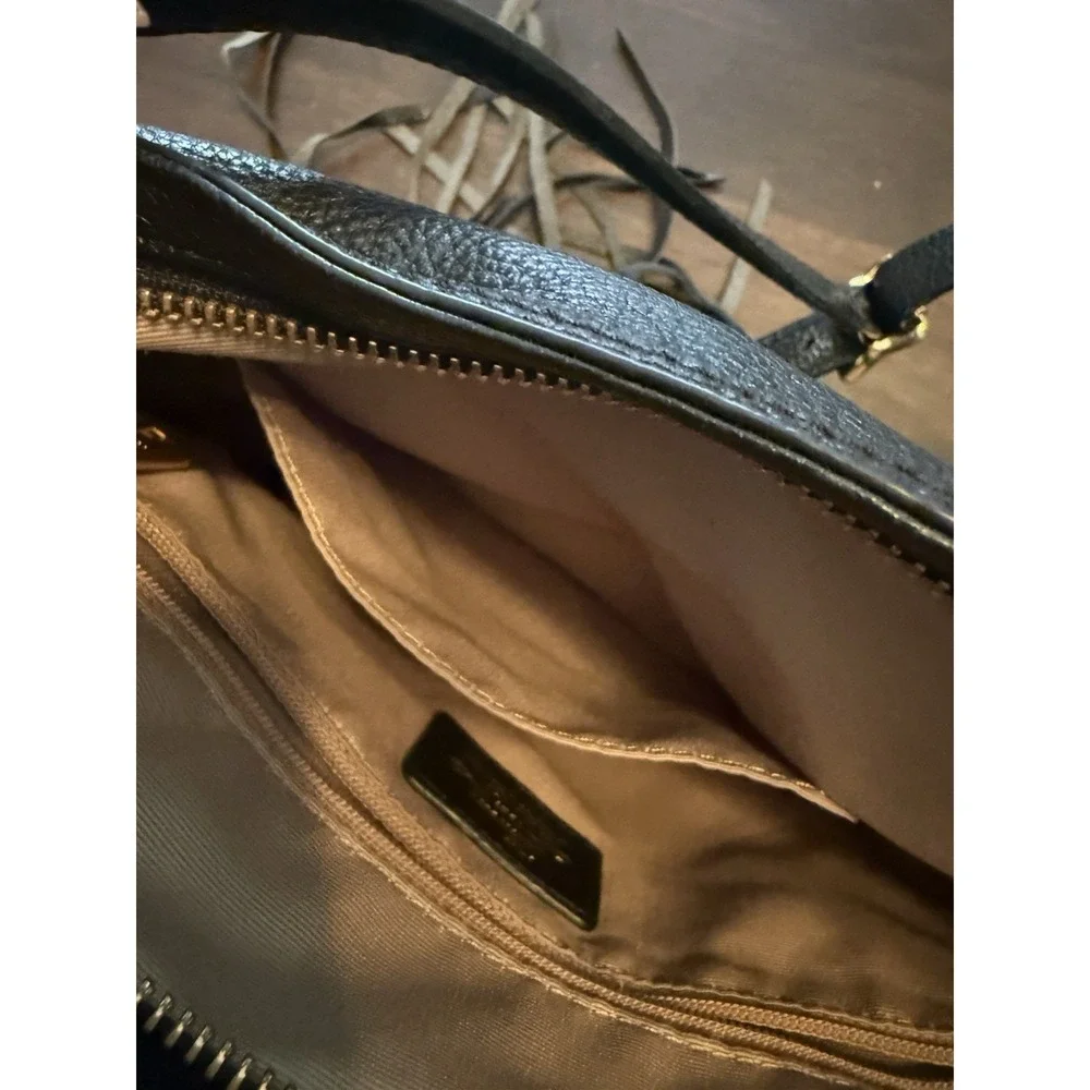 Lauren Ralph Lauren Fringe Fleetwood Hobo Bag Purse Black Leather  Bohemian - Picture 13 of 15